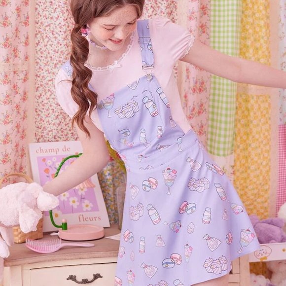 ROMWE Kawaii Cartoon Print Overall Dress - Picture 12 of 13